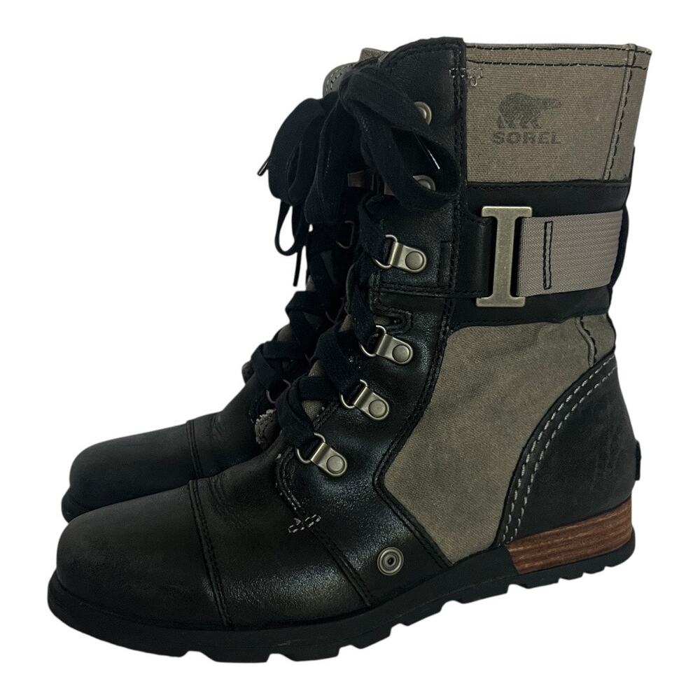 Sorel Major Carly Combat Lace Up Canvas Boots Size 7 - Picture 3 of 12